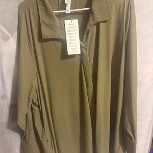 Olive Green Long Sleeve Blouse